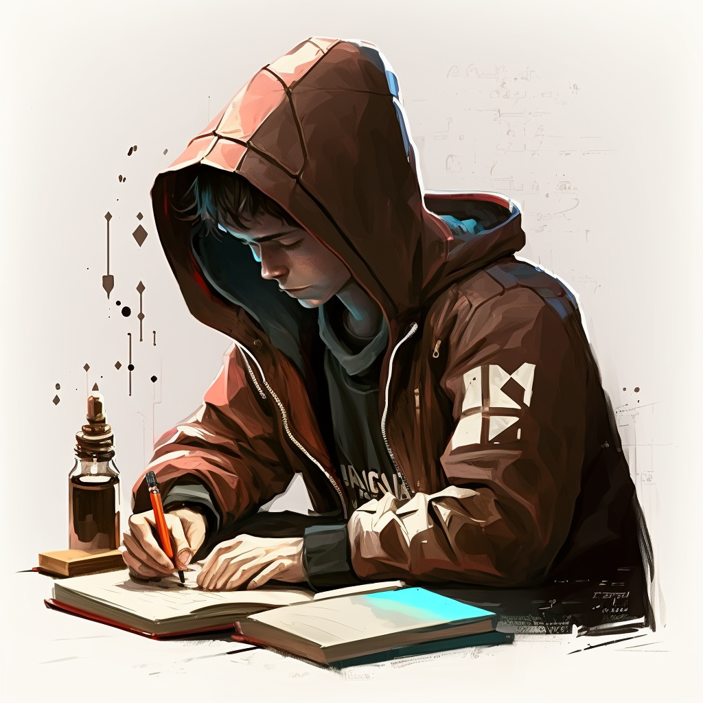 Chess Player in a Hoodie, Anime Style