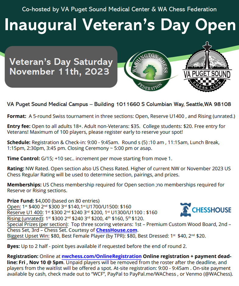 Veteran's Day Open - Seattle Chess