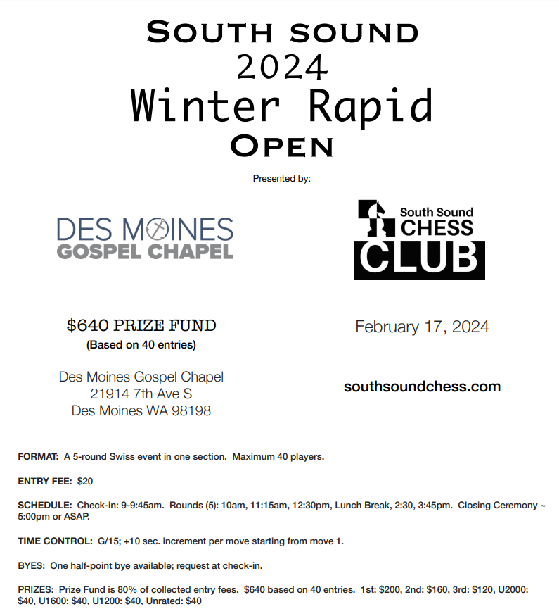 2024 Winter Rapid Open at SSCC!